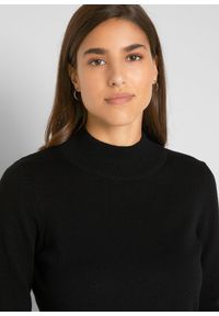 bonprix - Cienki sweter. Typ kołnierza: golf, kołnierzyk stójkowy. Kolor: czarny. Materiał: bawełna. Wzór: ze splotem, gładki #3
