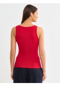 Big-Star - Koszulka damska na ramiączkach prążkowana czerwona Aurela 603. Kolor: czerwony. Materiał: prążkowany. Długość rękawa: na ramiączkach. Styl: elegancki