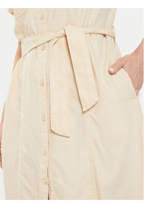 Pepe Jeans Sukienka koszulowa Evelinda PL953482 Beżowy Regular Fit. Kolor: beżowy. Materiał: wiskoza. Typ sukienki: koszulowe