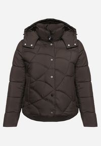 Born2be - Czarna Pikowana Kurtka z Kieszeniami i Kapturem z Możliwością Odpięcia Nikigala. Okazja: na spacer, na co dzień. Kolekcja: plus size. Kolor: czarny. Materiał: jeans, materiał. Styl: casual, elegancki #6