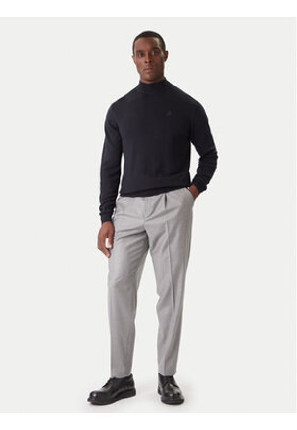 Karl Lagerfeld - KARL LAGERFELD Golf 655002 554399 Granatowy Slim Fit. Typ kołnierza: golf. Kolor: niebieski. Materiał: wełna