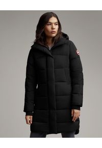 CANADA GOOSE - Czarny płaszcz Alliston. Kolor: czarny. Materiał: materiał. Wzór: aplikacja. Sezon: zima. Styl: klasyczny #1