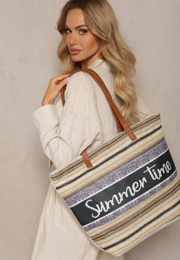 Renee - Jasnobeżowa Torebka Typu Shopper na Plażę z Jedną Komorą Gomeissa. Kolor: beżowy. Sezon: lato