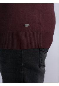 Petrol Industries Sweter M-3030-KWC207 Bordowy Slim Fit. Kolor: czerwony. Materiał: wiskoza