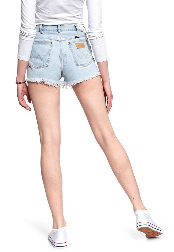 Wrangler - DAMSKIE SHORTY JEANSOWE WRANGLER FESTIVAL SHORT BLUE BALLAD W26FWPXA3 112128034. Materiał: jeans