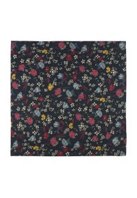 Poszetka Bawełniana - His Story - Drobny Wzór Kwiatowy, Granatowe Tło. Kolor: niebieski. Materiał: bawełna. Wzór: kwiaty #1