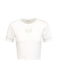 EA7 Emporio Armani - T-shirt EA7 EMPORIO ARMANI. Materiał: bawełna. Długość rękawa: krótki rękaw. Długość: krótkie. Wzór: nadruk, aplikacja. Styl: wakacyjny, sportowy