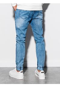 Ombre Clothing - Spodnie męskie jeansowe joggery P907 - jasnoniebieskie - XXL. Kolor: niebieski. Materiał: jeans