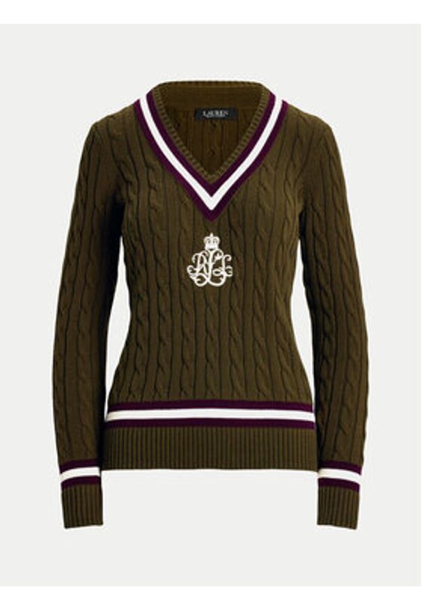 Lauren Ralph Lauren - LAUREN RALPH LAUREN Sweter 200951624001 Zielony Regular Fit. Kolor: zielony. Materiał: bawełna
