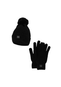 HEAT KEEPER - Zestaw zimowy dla kobiet - czapka + rękawiczki - czarny. Kolor: czarny. Materiał: poliester. Sezon: zima. Styl: sportowy #1