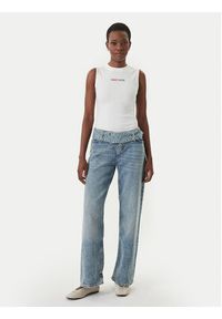 Tommy Jeans Top DW0DW22577 Biały Slim Fit. Kolor: biały. Materiał: bawełna #5