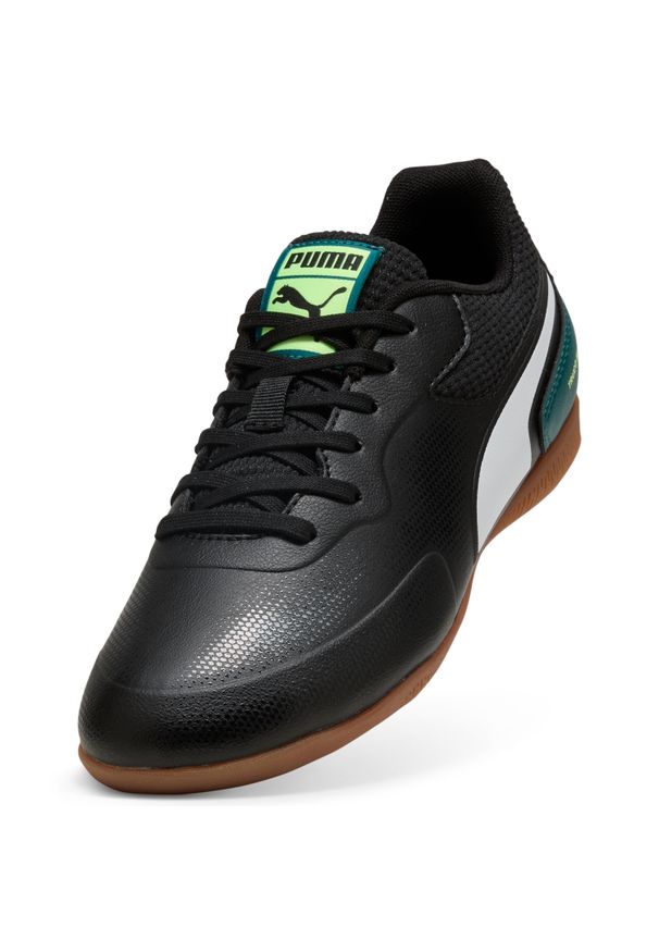 Buty na halę Puma TRUCO III Jr Black-Fizzy Light. Materiał: guma, skóra. Szerokość cholewki: normalna. Sport: piłka nożna