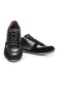 Wittchen - Męskie sneakersy z różnych skór czarne. Okazja: na co dzień. Nosek buta: okrągły. Kolor: czarny. Materiał: skóra, nubuk #4
