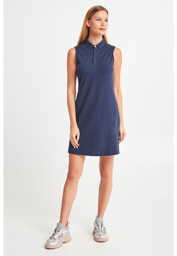 EA7 Emporio Armani - SUKIENKA EA7 EMPORIO ARMANI. Materiał: elastan, bawełna. Wzór: aplikacja. Typ sukienki: proste. Styl: elegancki. Długość: mini
