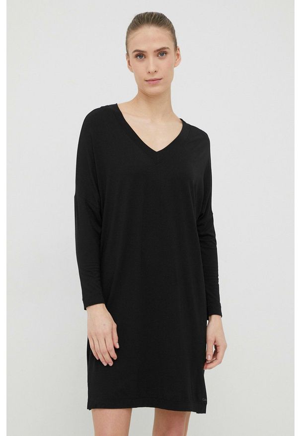 Calvin Klein Underwear koszula nocna damska kolor czarny. Kolor: czarny. Materiał: dzianina. Długość: długie