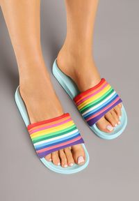 Renee - Niebieskie Klapki Ozdobione Tęczą Galaria. Okazja: na co dzień, na plażę. Kolor: niebieski. Wzór: aplikacja. Sezon: lato. Styl: elegancki, casual #6
