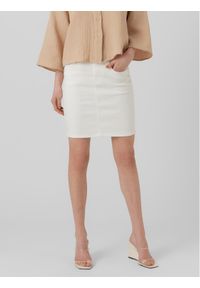 Vero Moda Spódnica jeansowa Luna 10279491 Biały Regular Fit. Kolor: biały. Materiał: bawełna, jeans