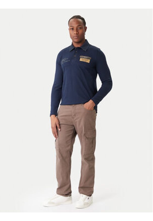 Aeronautica Militare Polo 252PO1897UP00173 Granatowy Regular Fit. Typ kołnierza: polo. Kolor: niebieski. Materiał: bawełna
