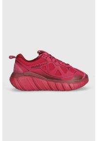 Hugo - HUGO sneakersy Xeno kolor różowy 50504472. Nosek buta: okrągły. Zapięcie: sznurówki. Kolor: różowy. Materiał: guma. Obcas: na platformie