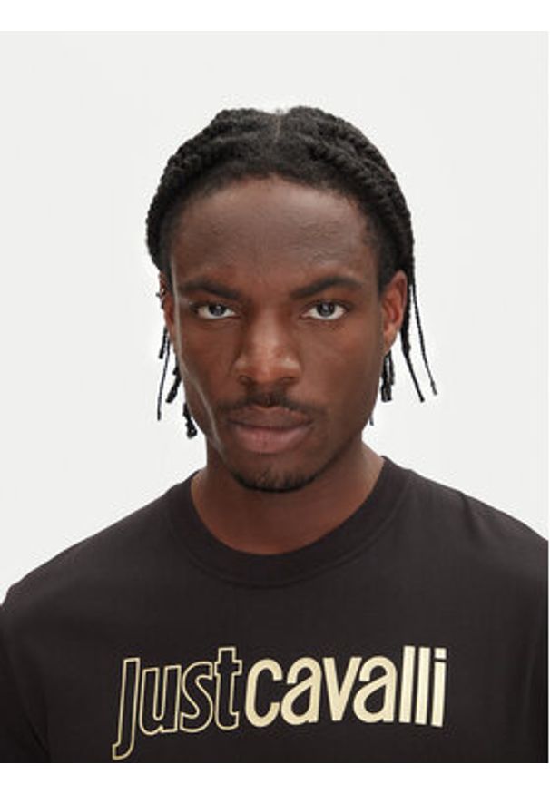 Just Cavalli T-Shirt 78OAHT16 Czarny Regular Fit. Kolor: czarny. Materiał: bawełna