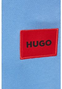 Hugo - HUGO spodnie damskie gładkie. Kolor: niebieski. Materiał: dzianina. Wzór: gładki #3