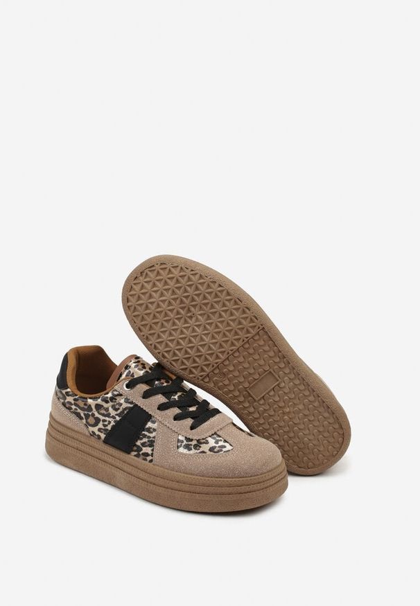 Renee - Panterkowe Sneakersy w Stylu Tenisówek na Platformie Gilritisa. Okazja: na co dzień. Materiał: dresówka. Obcas: na platformie