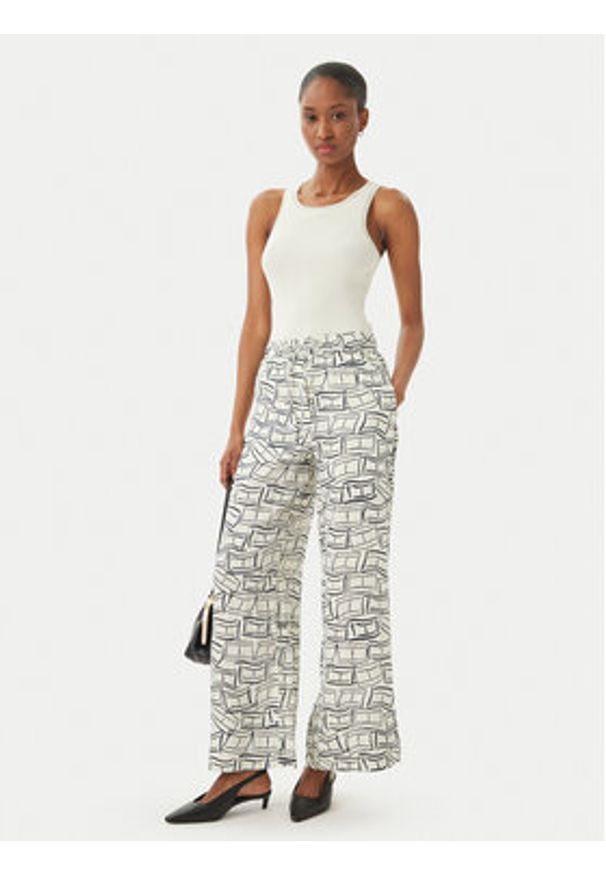 TOMMY HILFIGER - Tommy Hilfiger Spodnie materiałowe WW0WW48970 Beżowy jasny Wide Leg. Kolor: beżowy. Materiał: len