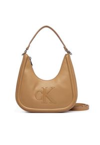 Calvin Klein Torebka Bold Ck Small Crescent LV04F3561G Beżowy. Kolor: beżowy. Materiał: skórzane #2