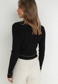 Born2be - Czarny Kardigan Patli. Kolor: czarny. Długość rękawa: długi rękaw. Długość: długie. Styl: elegancki, retro