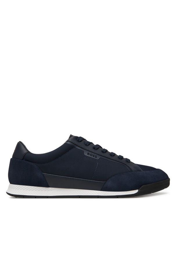 BOSS Sneakersy Nitan 50548864 Granatowy. Kolor: niebieski. Materiał: zamsz, skóra