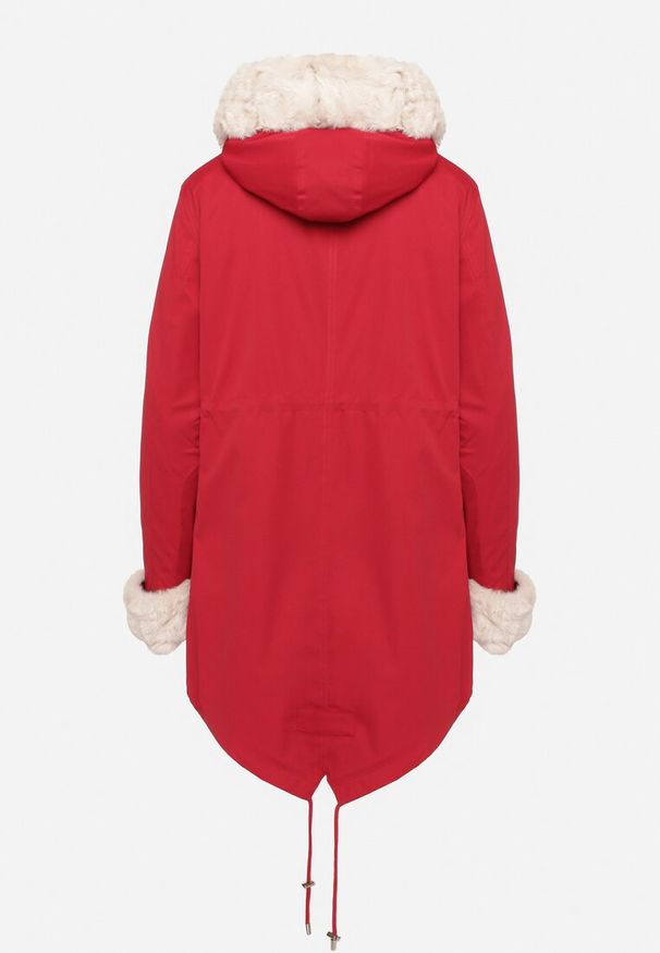Born2be - Bordowa Kurtka Parka z Kapturem i Odpinanym Futerkiem Ninria. Okazja: na co dzień. Typ kołnierza: kaptur. Kolor: czerwony. Materiał: futro. Długość rękawa: długi rękaw. Długość: długie. Styl: klasyczny, elegancki, casual