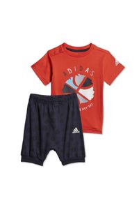 Koszulka + spodenki komplet dziecięcy Adidas Summer Set bawełniany. Kolor: czarny. Materiał: bawełna