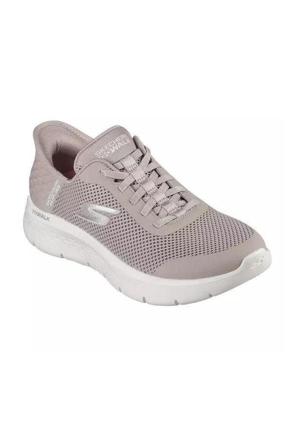 skechers - Damskie GO WALK FLEX GRAND ENTRY Slip-On Taupe. Zapięcie: bez zapięcia. Kolor: beżowy. Materiał: materiał