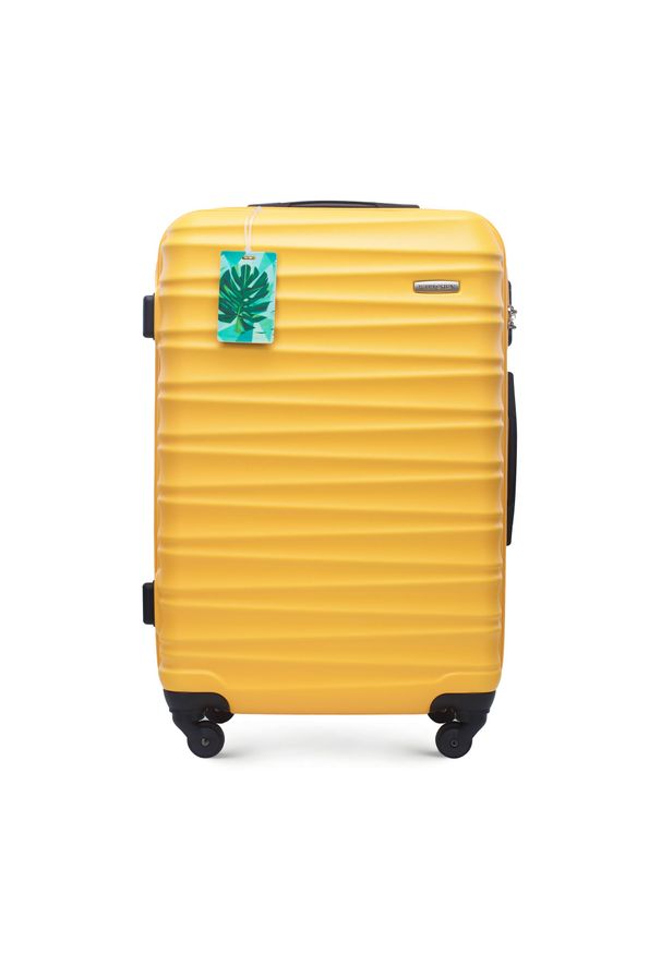 Wittchen - Średnia walizka z zawieszką żółta. Kolor: żółty. Materiał: guma. Wzór: kolorowy. Styl: elegancki, wakacyjny