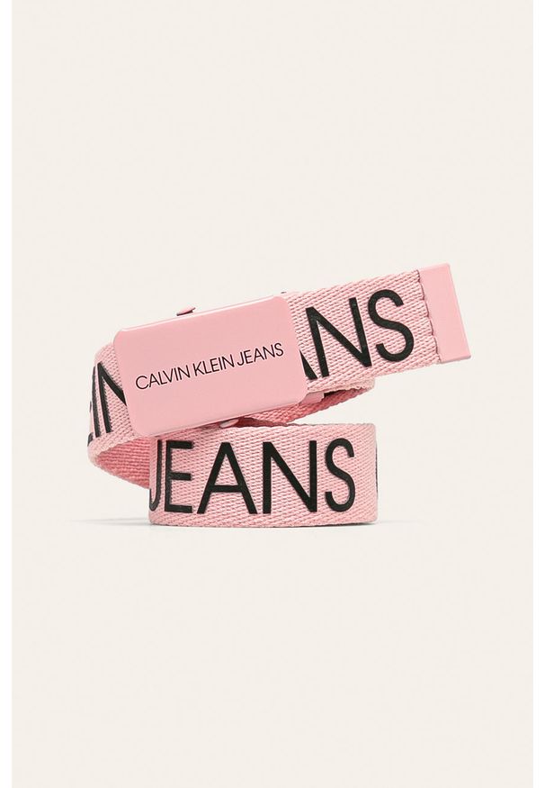 Calvin Klein Jeans - Pasek dziecięcy. Kolor: różowy. Materiał: poliester, materiał