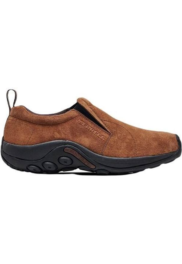 Buty do chodzenia męskie Merrell Męskie Jungle Moc. Zapięcie: bez zapięcia. Kolor: brązowy. Materiał: guma, tkanina, materiał, skóra, syntetyk. Szerokość cholewki: normalna. Sport: turystyka piesza
