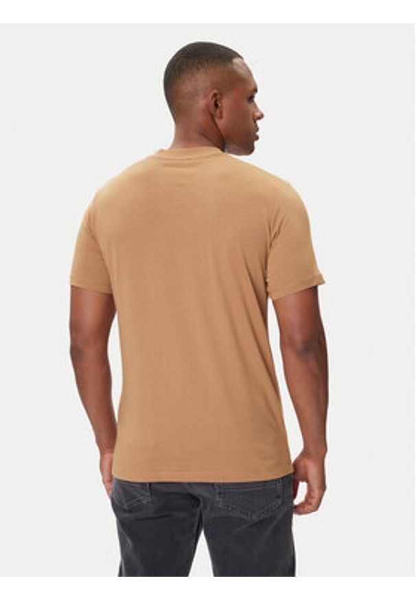 Karl Lagerfeld - KARL LAGERFELD T-Shirt 755710 554224 Beżowy Regular Fit. Typ kołnierza: dekolt w karo. Kolor: beżowy. Materiał: bawełna