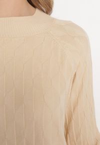 Born2be - Jasnobeżowy Klasyczny Sweter z Półgolfem Nordda. Kolor: beżowy. Materiał: bawełna. Styl: klasyczny #3