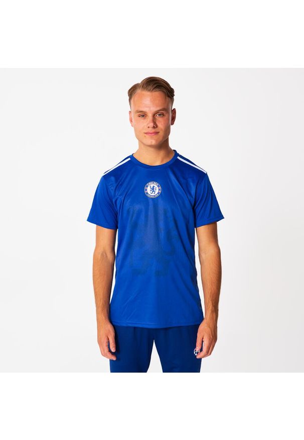 CHELSEA - Chelsea Polo Męski. Typ kołnierza: polo. Kolor: niebieski. Materiał: bawełna. Sport: piłka nożna