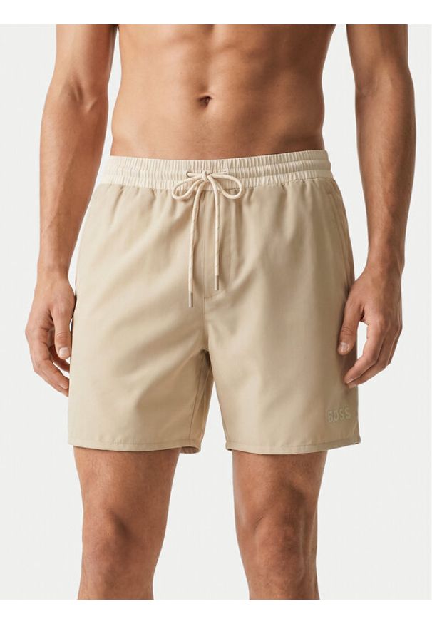 BOSS Szorty kąpielowe Starfish 50514429 Beżowy Regular Fit. Kolor: beżowy. Materiał: syntetyk