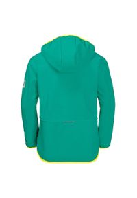 Kurtka turystyczna dla dzieci Jack Wolfskin Fourwinds softshell. Kolor: zielony. Materiał: poliester, elastan