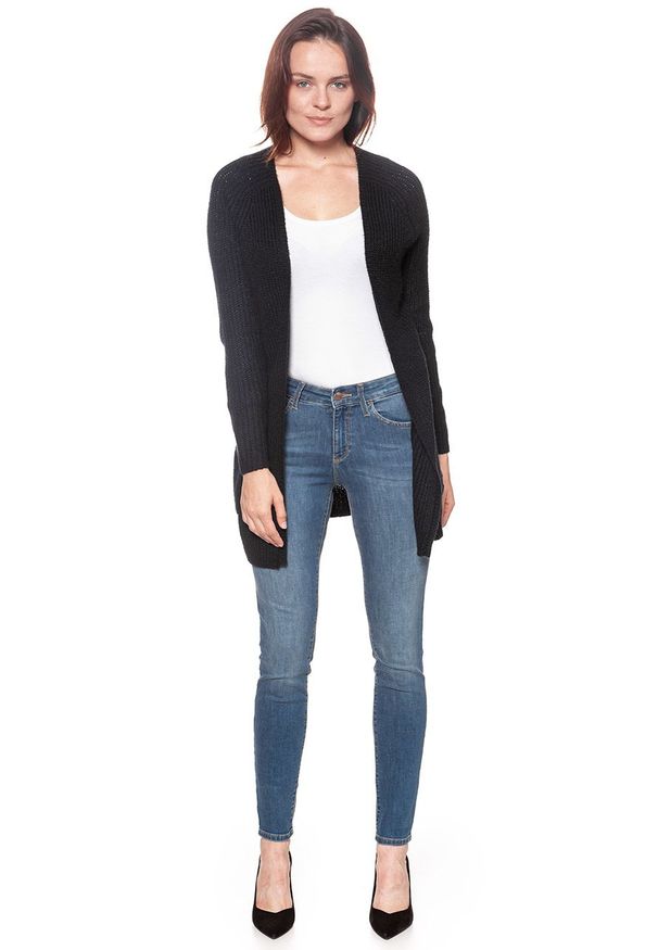 Wrangler - DAMSKI SWETER WRANGLER FLY AWAY KNIT DARK NAVY W8107PYAE 112132224. Materiał: tkanina. Styl: elegancki