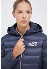 EA7 Emporio Armani kurtka damska kolor granatowy przejściowa. Typ kołnierza: kaptur. Kolor: niebieski #5