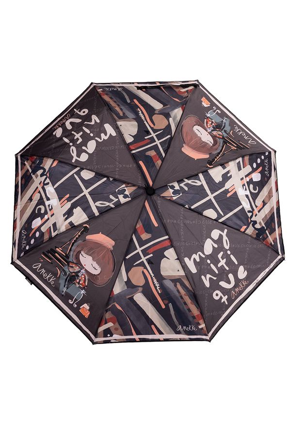 Brązowy Mały Parasol Anekke Damski. Kolor: brązowy. Materiał: materiał