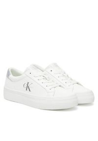 Calvin Klein Jeans Sneakersy Vulc Flatf Lth Silver Logo Tag YW0YW01877 Biały. Kolor: biały. Materiał: skóra #4
