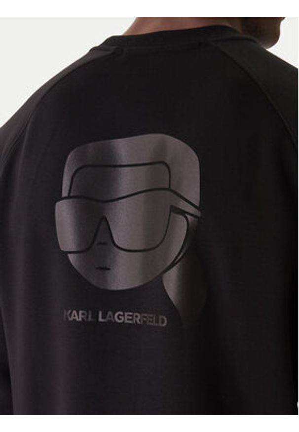 Karl Lagerfeld - KARL LAGERFELD Bluza 705010 554910 Czarny Regular Fit. Typ kołnierza: dekolt w karo. Kolor: czarny. Materiał: bawełna