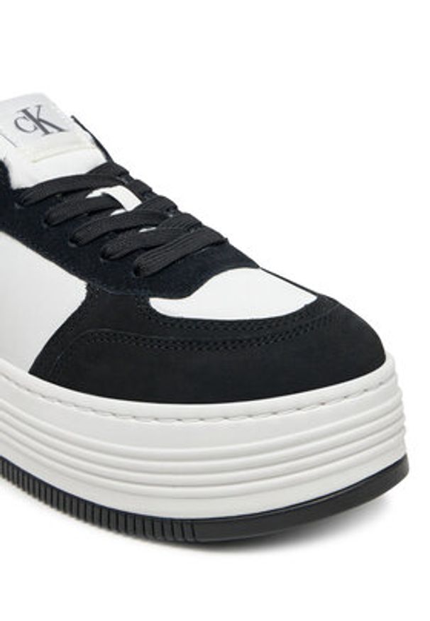 Calvin Klein Jeans Sneakersy Bold Flatf Low Lace Mix YW0YW01742 Biały. Kolor: biały. Materiał: zamsz, skóra