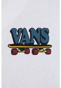 Vans t-shirt bawełniany dziecięcy PIZZA FACE SS VN00089UWHT1 kolor biały z nadrukiem. Kolor: biały. Materiał: bawełna. Wzór: nadruk. Styl: klasyczny #2