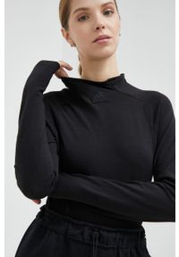 Adidas - adidas longsleeve damski kolor czarny z półgolfem. Kolor: czarny. Materiał: bawełna. Długość rękawa: długi rękaw #1