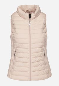 Born2be - Beżowa Kamizelka amizelka ze Stójką i Zasuwanymi Kieszeniami Lorenith. Typ kołnierza: kołnierzyk stójkowy. Kolor: beżowy. Materiał: jeans. Styl: elegancki #6